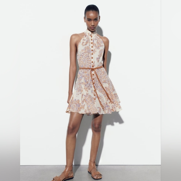 NWT Zara Printed Dress with Belt - 4786/111 - Picture 2 of 16